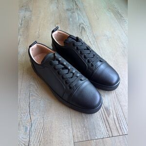 Christian Louboutin Mens Louis Junior Flat Black Leather Low Top Sneakers 44 Men